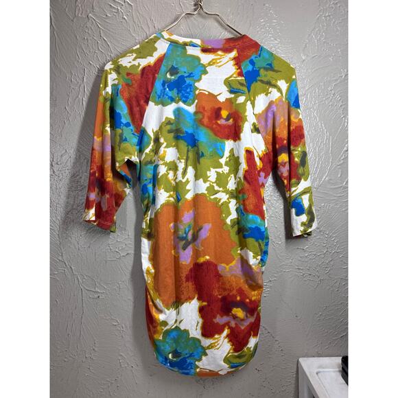 Cabi Womens Crossover Ruched Watercolor Fitted Top Size Large - Picture 4 of 6